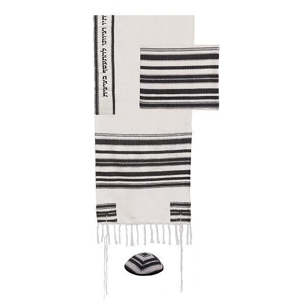 Emanuel Hand-Woven Tallit-- Black (EM-TAT1BL)
