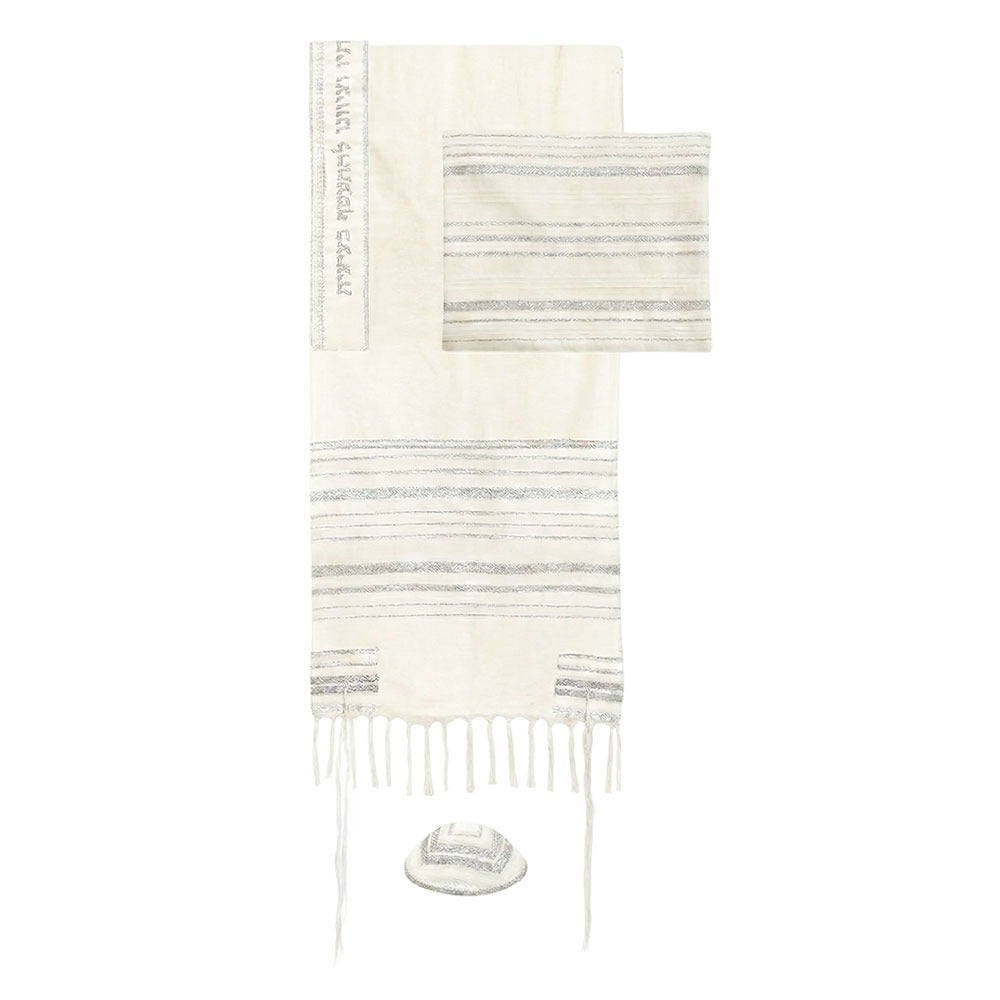 Emanuel Hand-Woven Tallit-- White (EM-TAT1W)