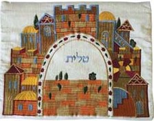 Emanuel Embroidered Tallit Bag Jerusalem White (EM-TBC-4W)