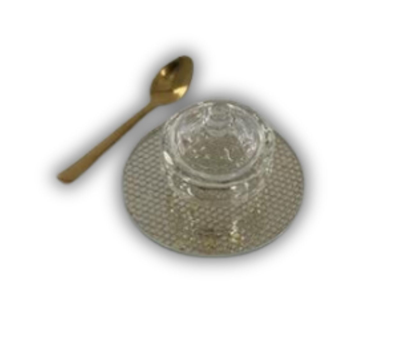 Small Crystal Honey Dish with Coaster -Gold Lattice Design (HD-X2583Z)