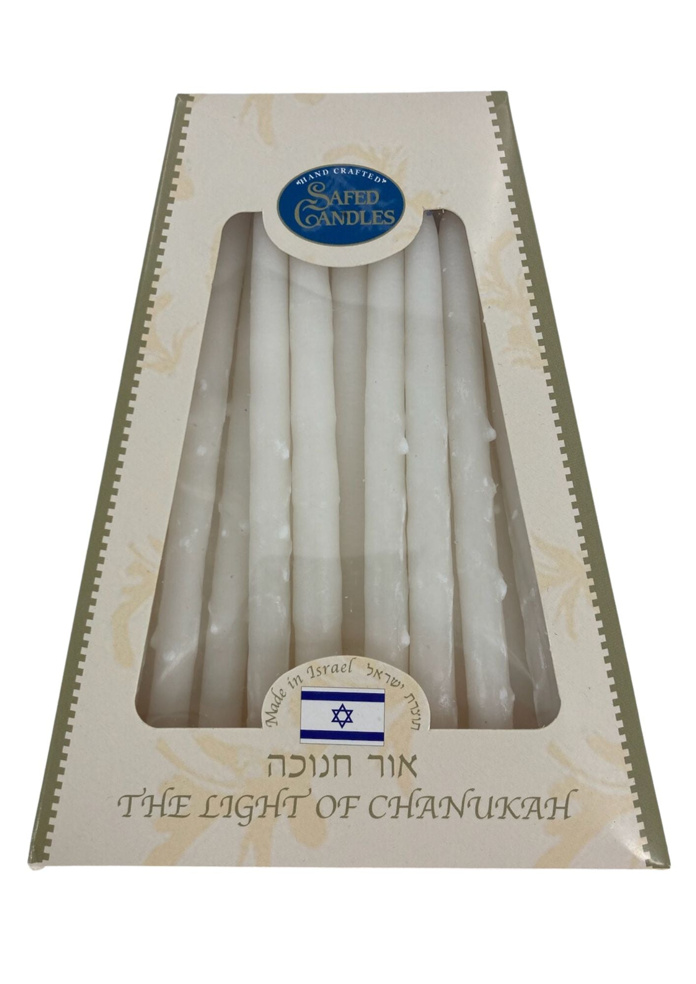 Deluxe Safed Chanukkah Candles White on White (CH-CP10T)