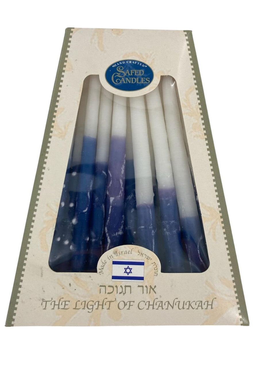 Safed Deluxe Chanukah Candles Blue & White (CH-CP18T)