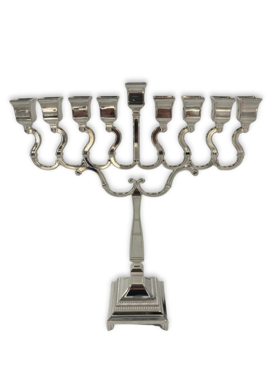 Silverplated Menorah for Candles Square Design-9" (M-X5265K)