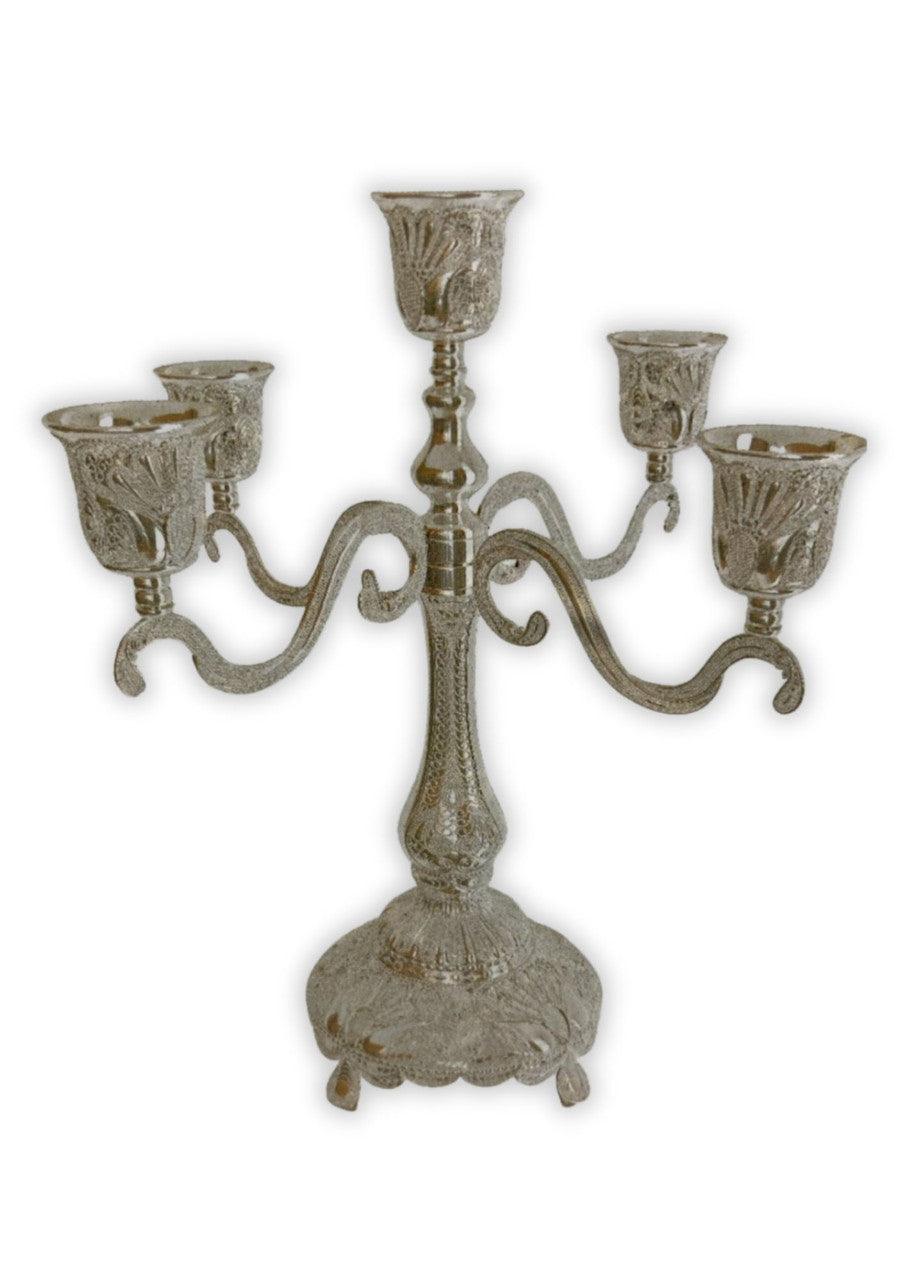 5 Branch S/P Filigree Candelabra 9" (CS-20695)