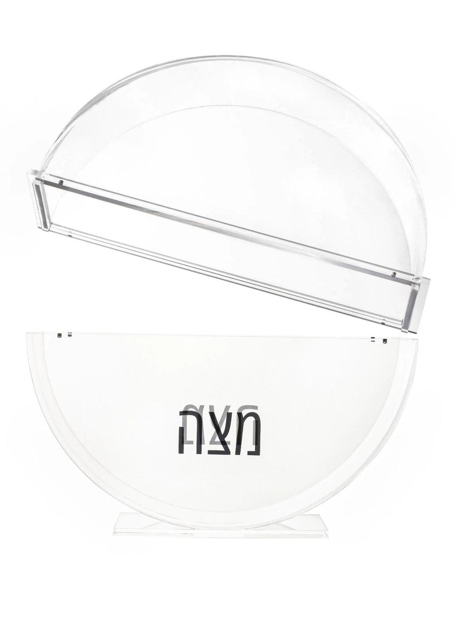 Lucite Standing Round Matzah Box 15"x4" (P-ZLMBR)