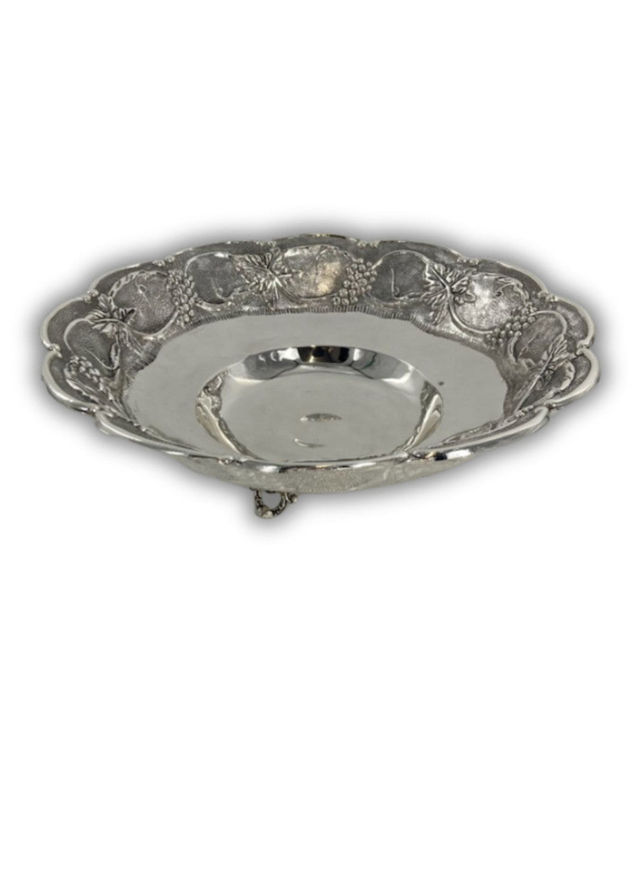 Silverplate Bowl on Legs-Grape Design (WB-4001)