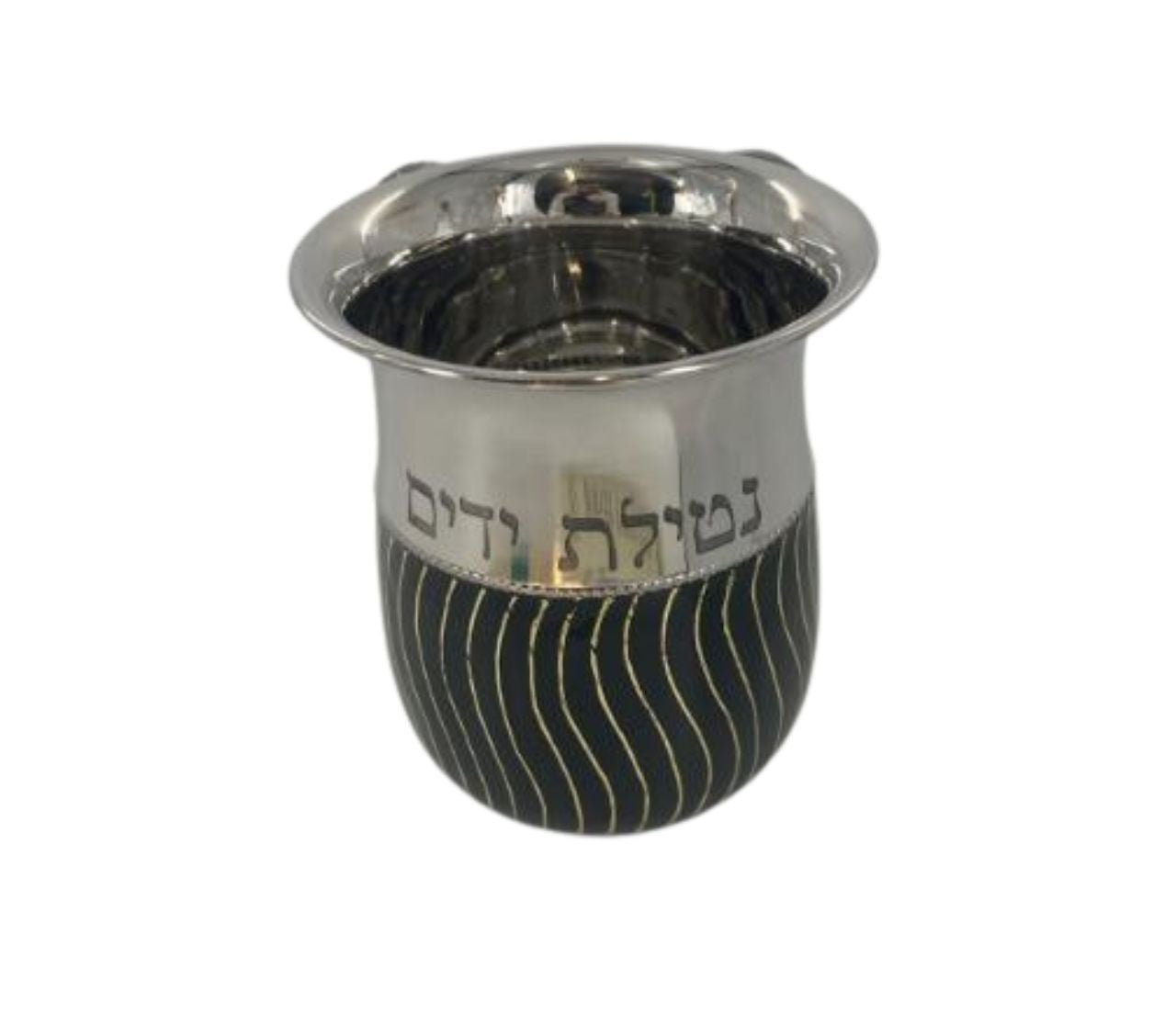 Stainless Enamel Washcup-Black Waves Design- Blessing (WC-X5026B)
