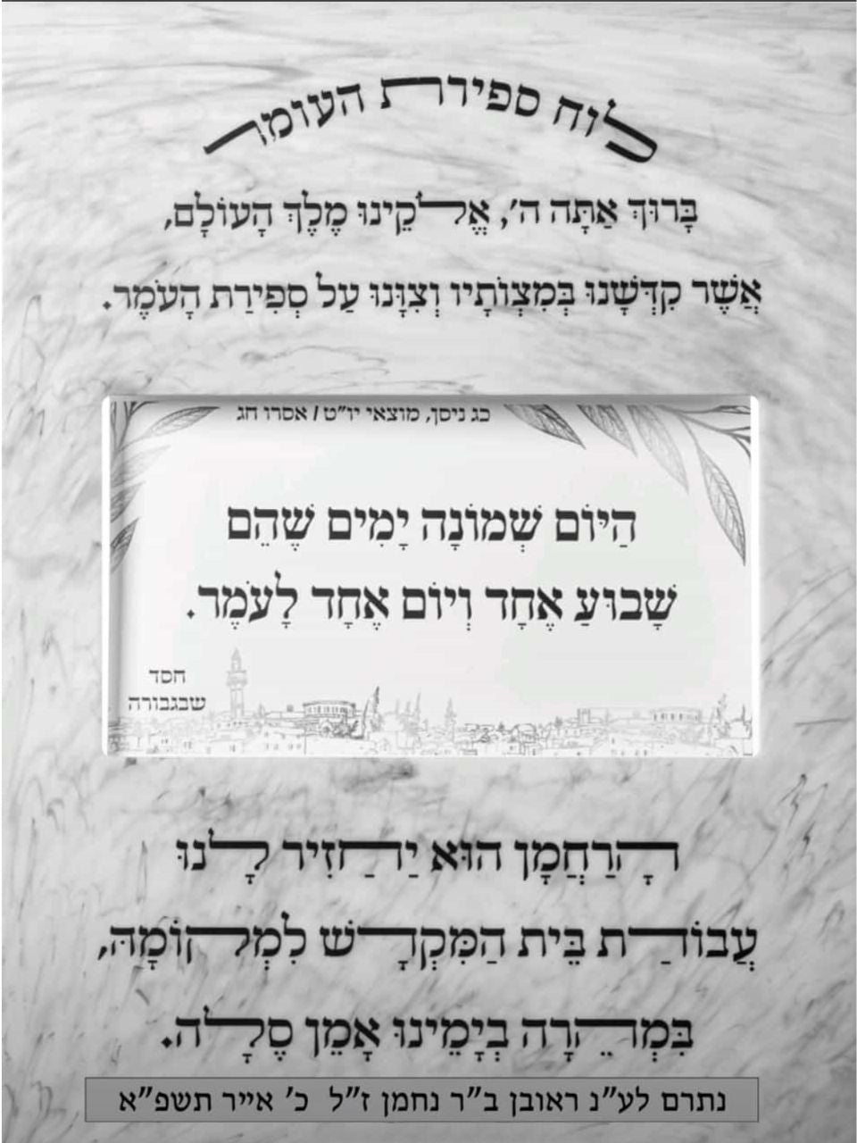 Extra Large Lucite Sefiras Ha'omer Counter-24" x 18" (MC-LSFOCXL)