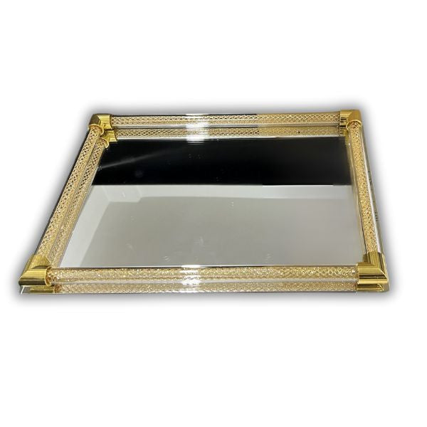 Mirror Candlestick Tray-Gold Design 8"x12" (CP-13705G)