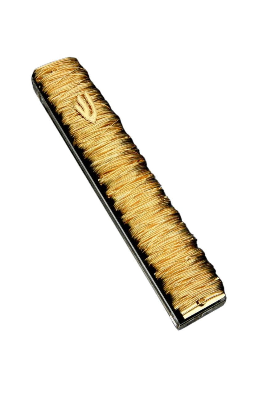 Gold Coiled Lucite Mezuzah Case 15cm (MZ-OJ32501)