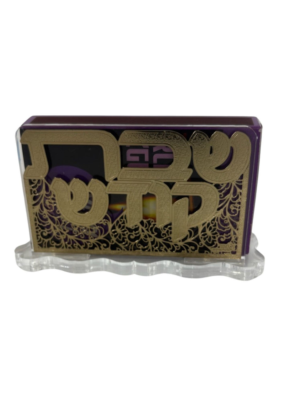 Lasercut Gold Lucite Matchbox Holder Shabbos Koidesh Floral Design (MB-OJL2)