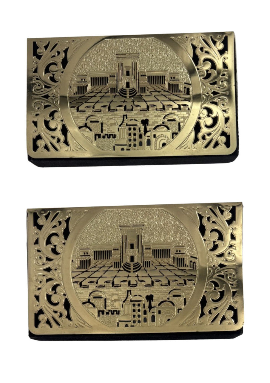 Lasercut Gold Matchbox Holder-Beis Hamikdash Floral Design (MB-OJ5GP)