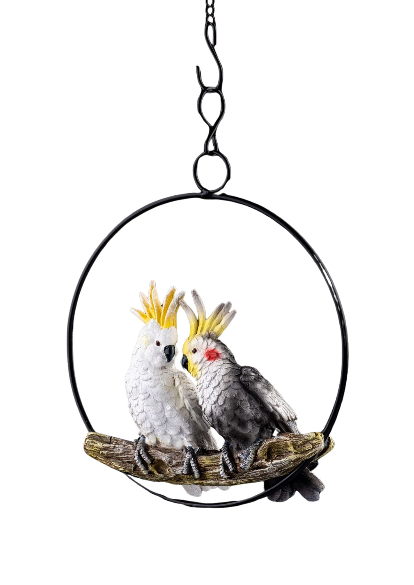 2 Small 5" White/Gray Parrots On Perch (AO-311)