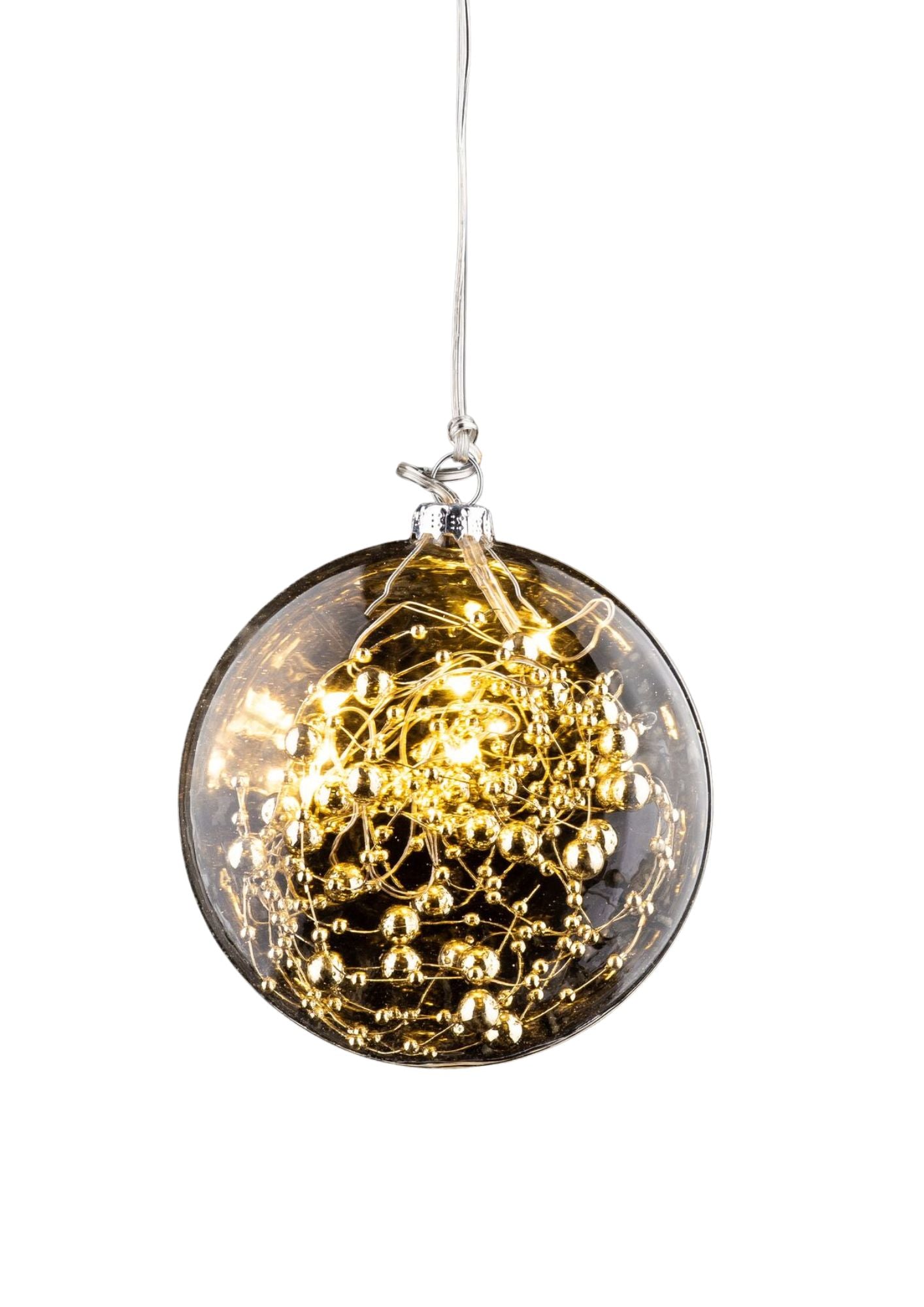 LED Glass Oval Ball- Gold String/Balls-4" (AO-400)