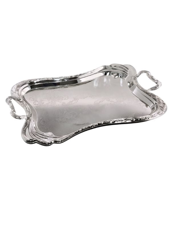 Silverplated Candlestick Tray with Handles-Floral Design 20"x14" (CP-60060)