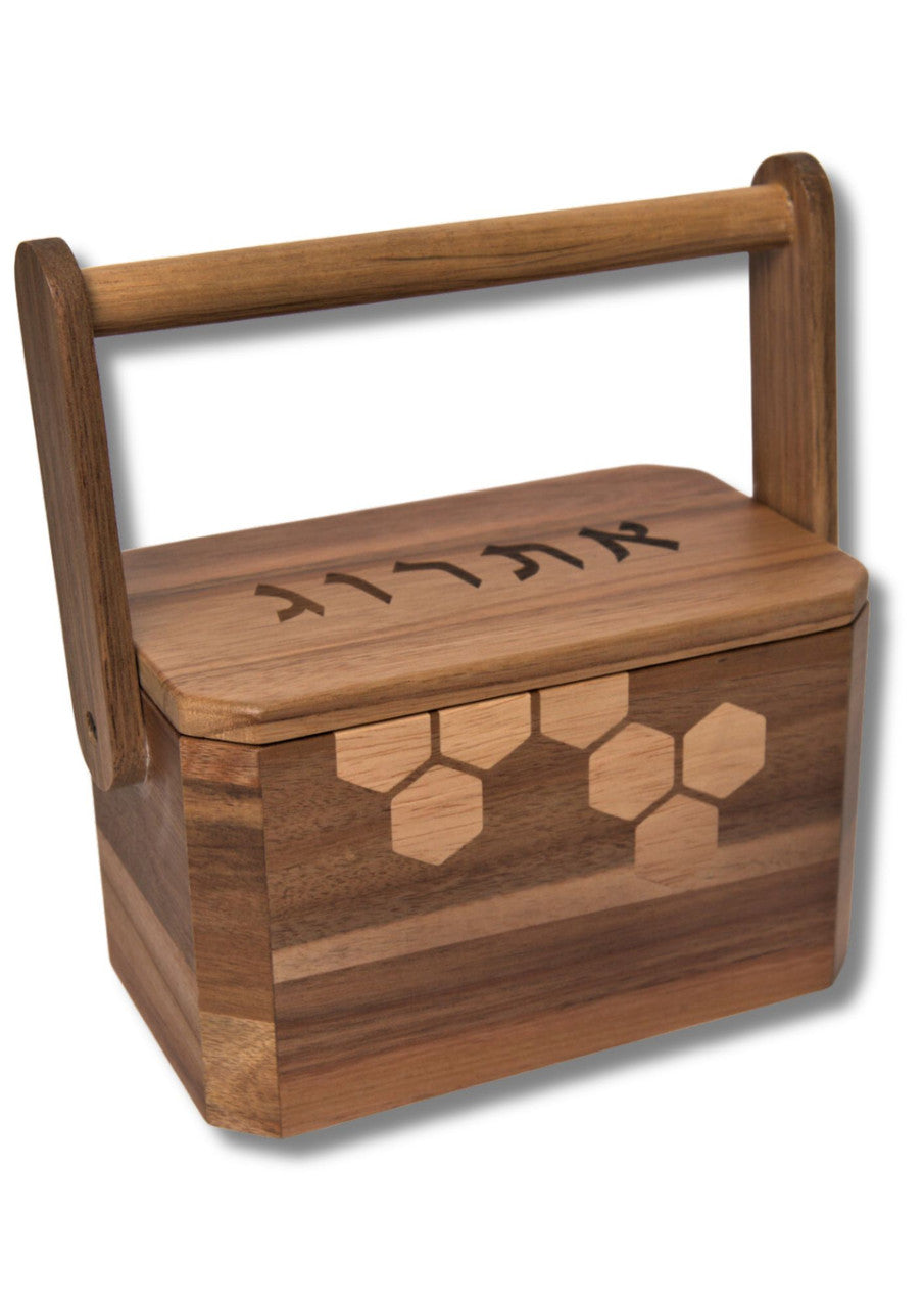 Wood Esrog Box With Wood Handle (ES-K422)
