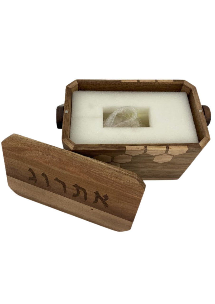Wood Esrog Box With Wood Handle (ES-K422)