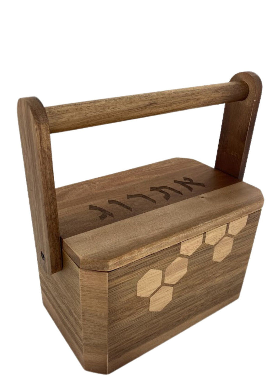 Wood Esrog Box With Wood Handle (ES-K422)