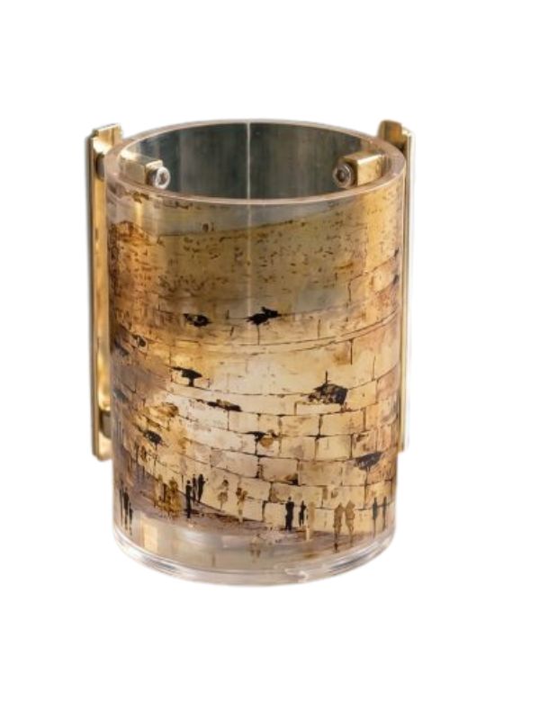 Acrylic Washing Cup Kotel Design-Gold/White Handles (WC-14455)