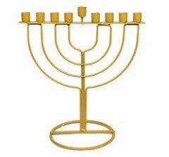 Metal Candle Chanukah Menorah 8" -Gold (M-MN8274G)