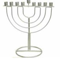 Metal Candle Chanukah Menorah 8" (M-MN8274S)