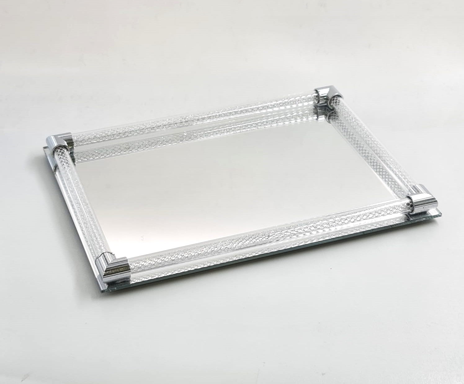 Mirror Candlestick Tray-Silver Design 8"x12" (CP-13705S)