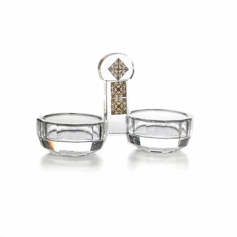 Crystal Open Salt & Pepper Cellars-Lace Design (MC-X1038)