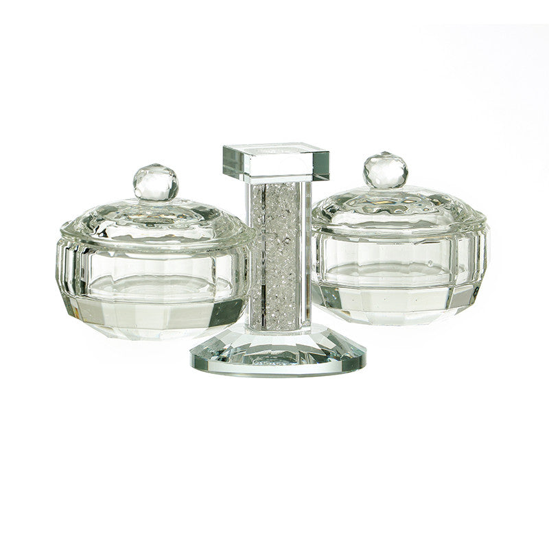 Crystal Salt Dish With Lid-Stone Design (MC-X1039A)