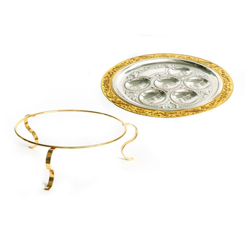 Pesach Matzah Plate Stand-Gold (P-X1188Z)