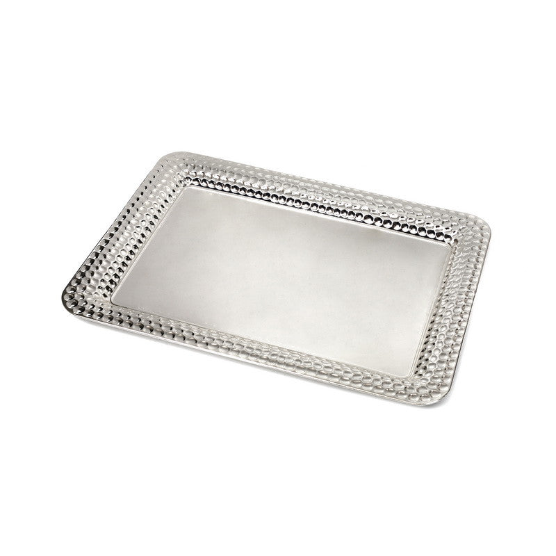 Silverplate Candlestick Tray-Hmmered Border Design 10"x13" (CP-X2034) 16168M
