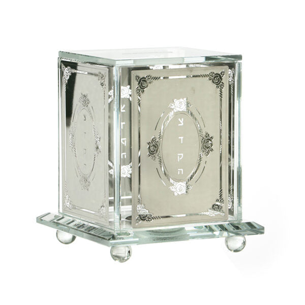 Crystal & Silver Plate Tzedakah Box (TZ-X2276A)