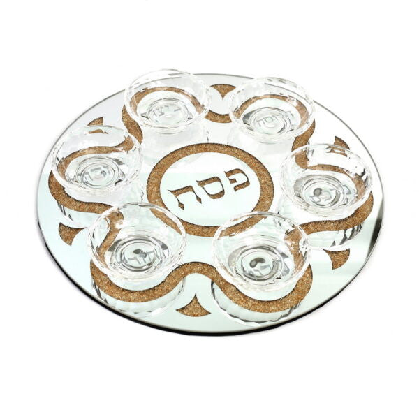 Crystal Seder Plate-15" Stones Design-Gold (P-X2310G)