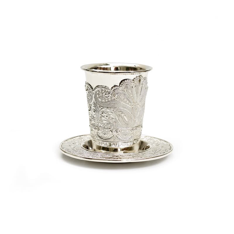 Silverplate Flower Design Kiddush Cup (KC-X2631K)