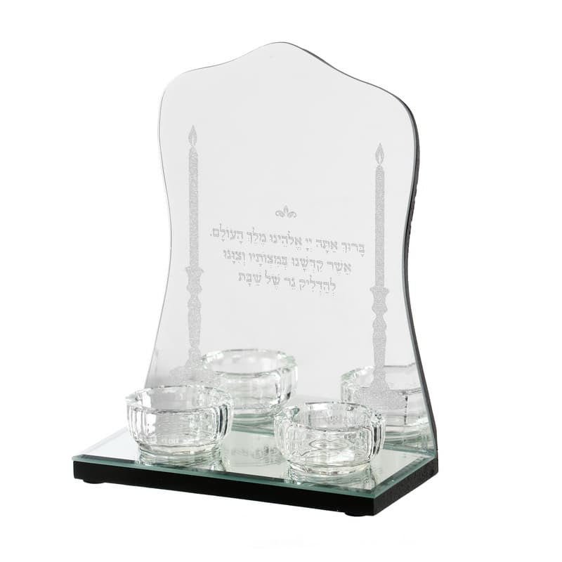Crystal Candle Holder With Mirror Bracha Design 7.5" (CS-X3004K)