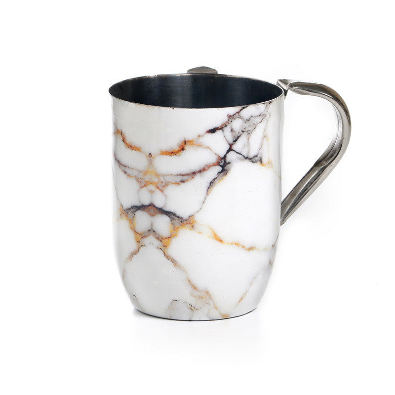 Stainless Enamel Wash Cup-Marble White Design (WC-X4252W)