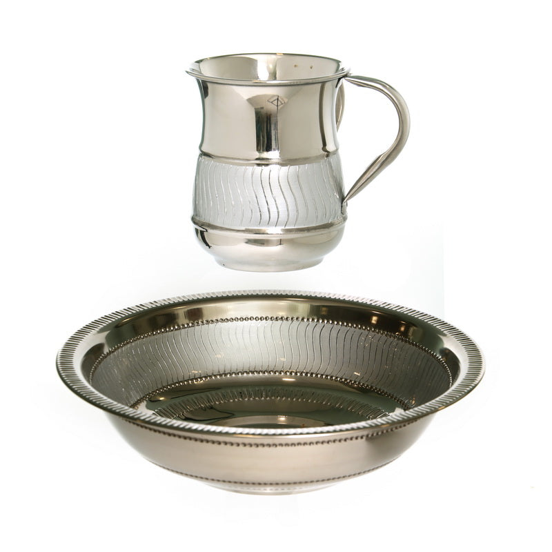 Stainless Steel Wash Cup and Bowl Set- Silver (WC-X4759S)