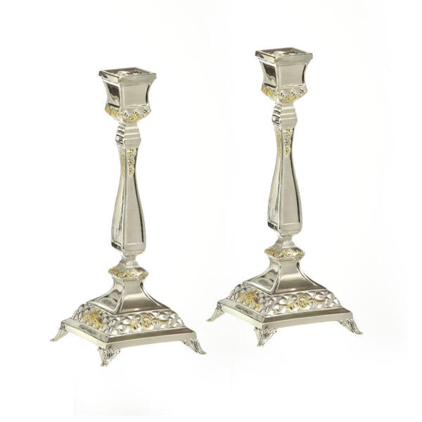 Silver Plated 7" Candlestick Pair-Gold (CS-X4862B)