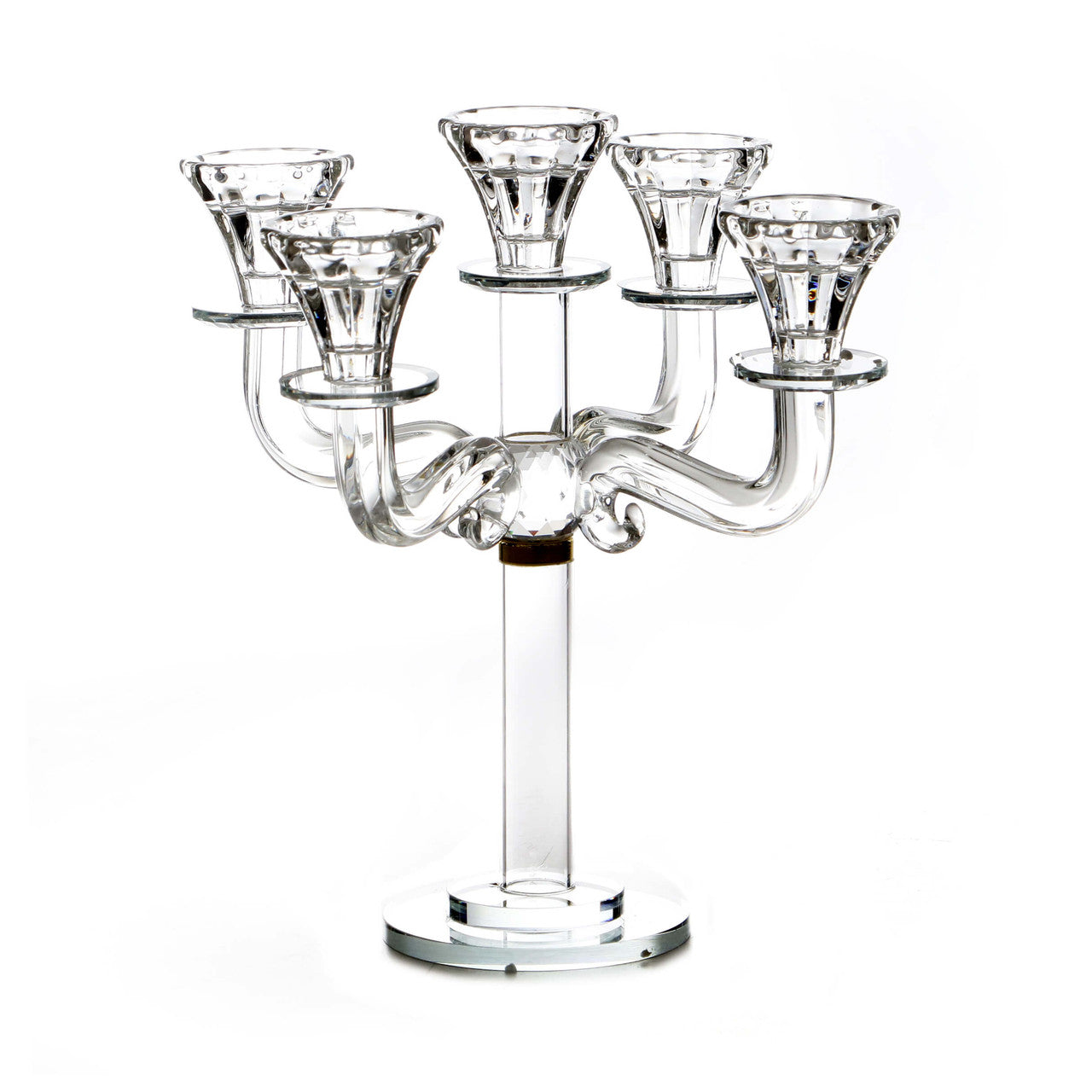 5 Branch Crystal Candelabra 12"-Clean Design (CS-X4878C)