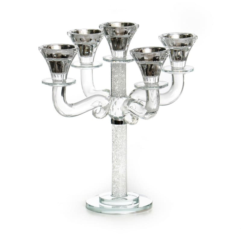 5 Branch Crystal Candelabra-Silver Design (CS-X4878S)