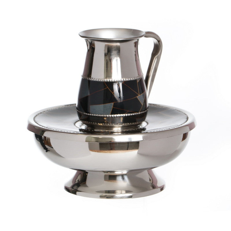 Stainless Mayim Achronim-Geometric Design-Black/Gold (MA-X4882B)