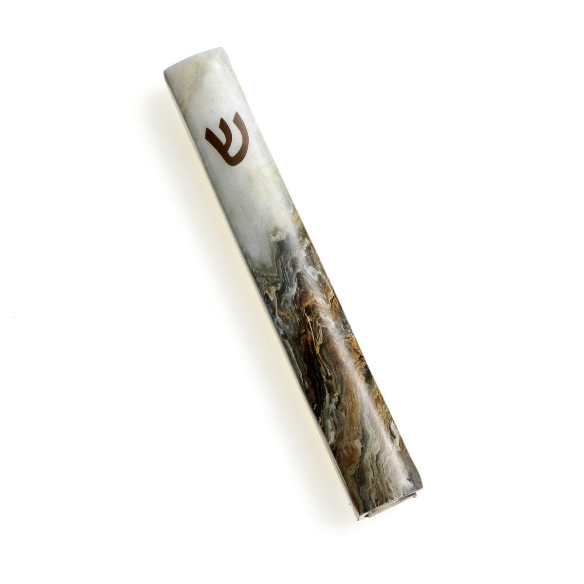 Metal Mezuzah Case 15cm-Gray/Amber Marble Design (MZ-X4978A)