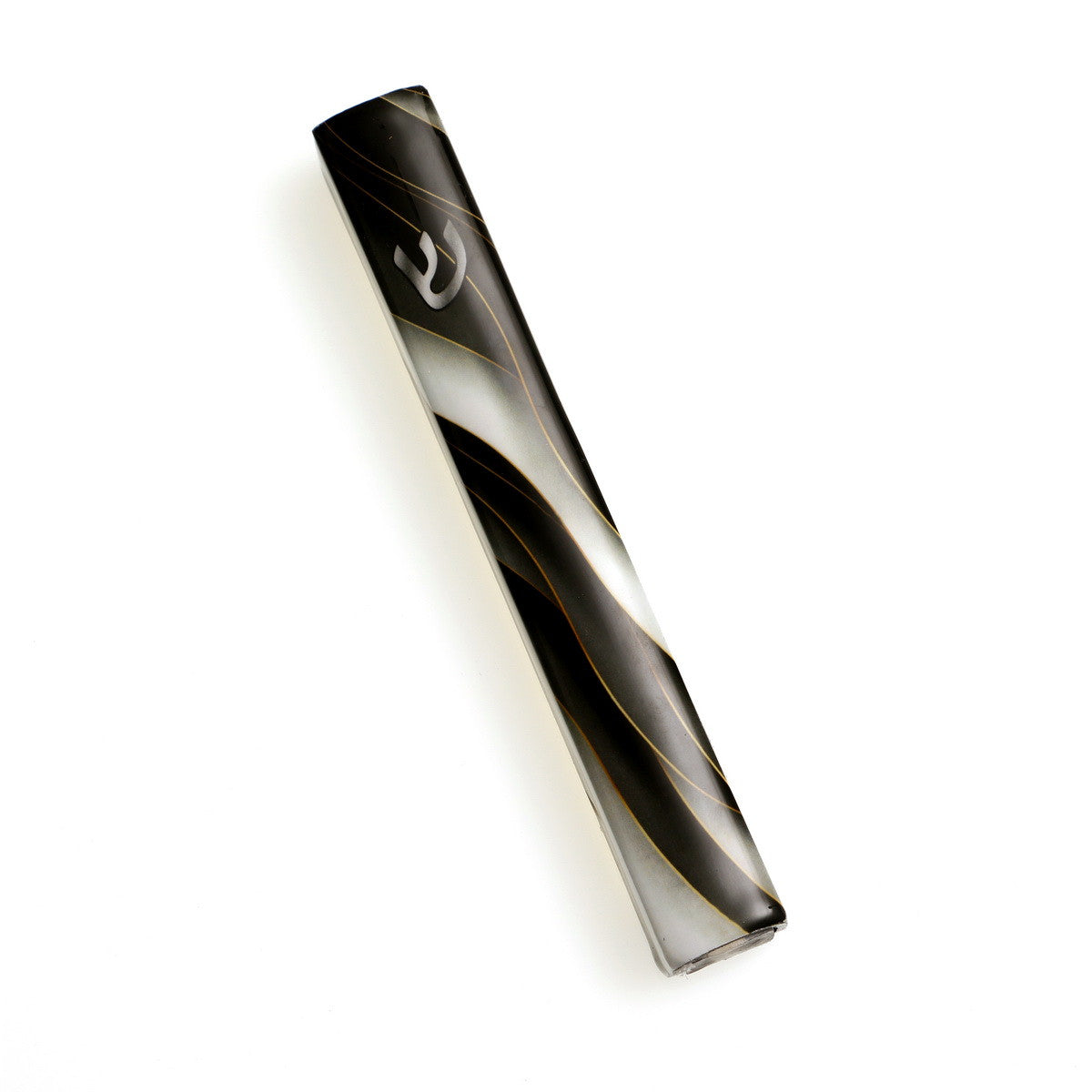 Metal Mezuzah Case 15cm-Black/White Marble Design (MZ-X4980B)