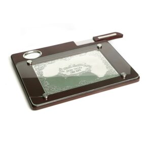 Wood and Silver Plated Challah Board with Knife (CB-X5041)