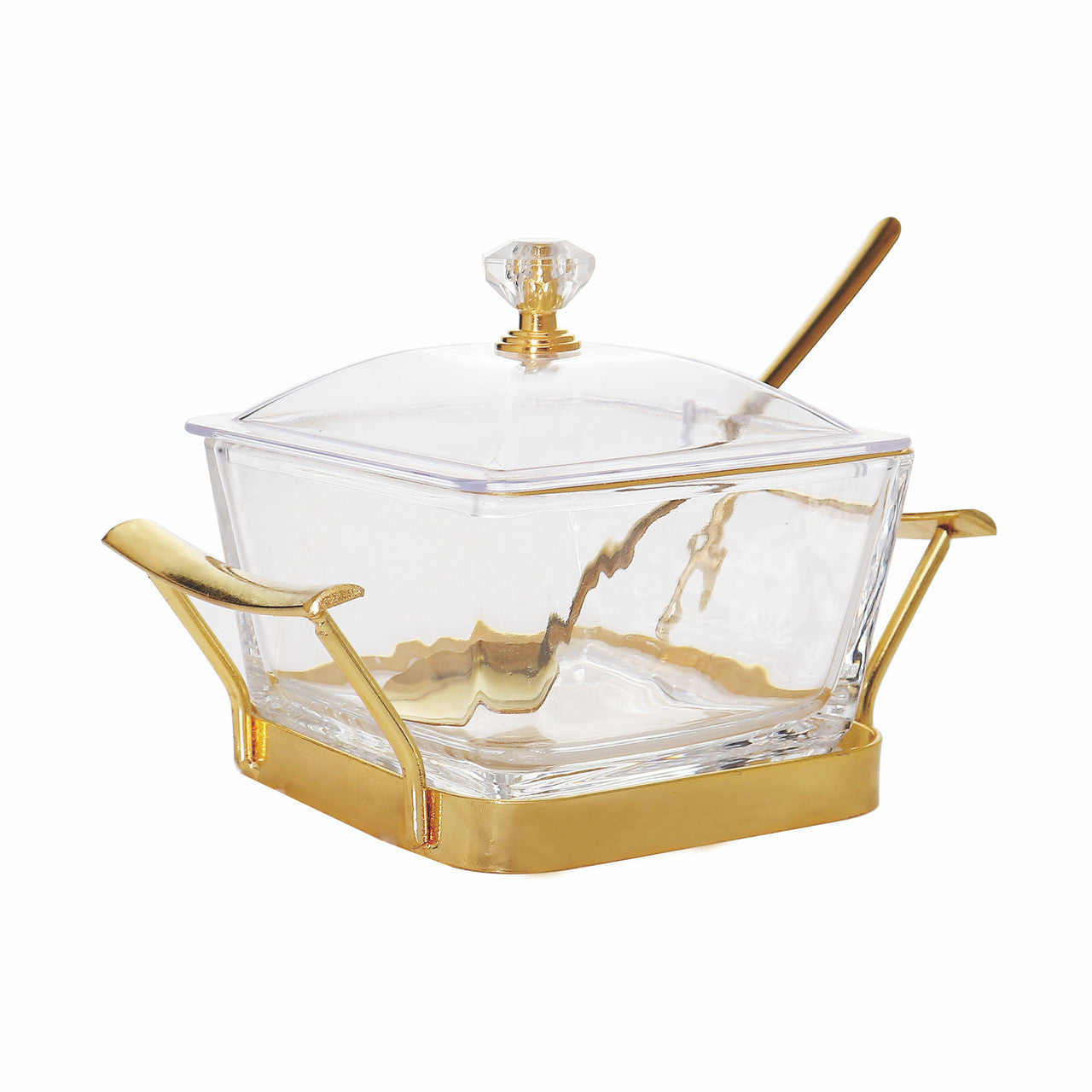 Glass Dip Bowl on Silver Stand W/ Spoon (SHB-X5128A)