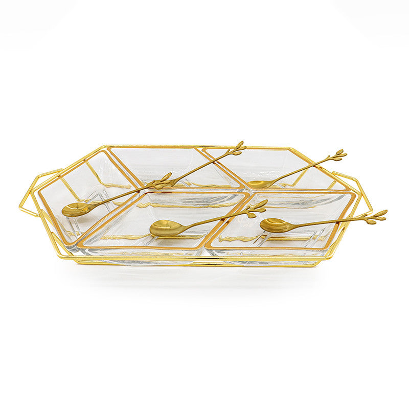 Dip Bowl Set-5 Glasses on Stand w/ Spoons (SHB-X5129G)