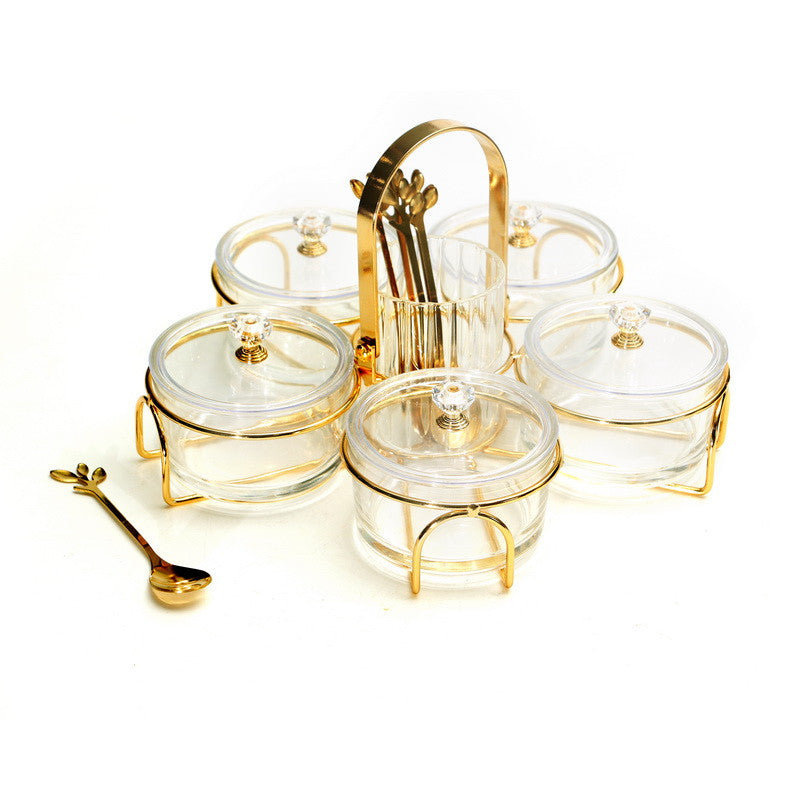 Dip Bowl Set-5 Glasses on Stand W/ Spoons (SHB-X5131)