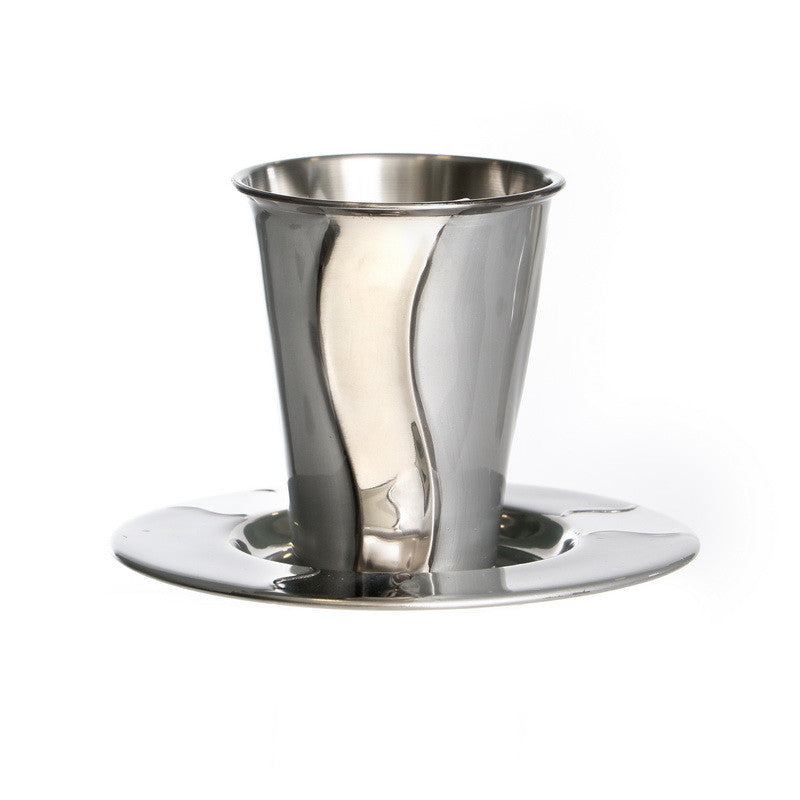 Stainless Steel Wave Design Kiddush Cup-Silver (KC-X5206S)