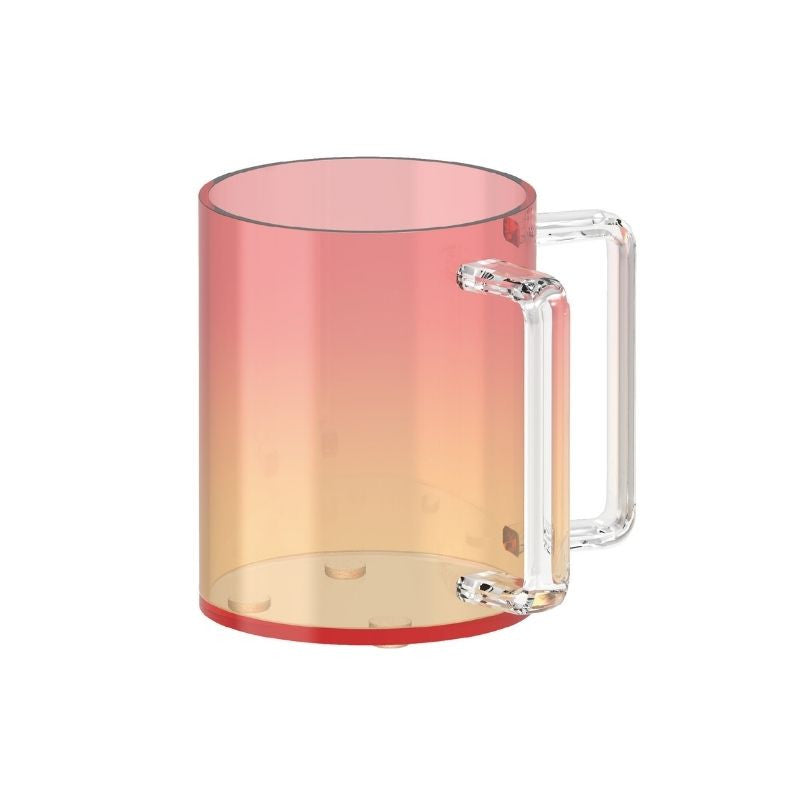 Red Yellow Colored Acrylic Washing Cup- Clear Handles 5" (WC-X5301)