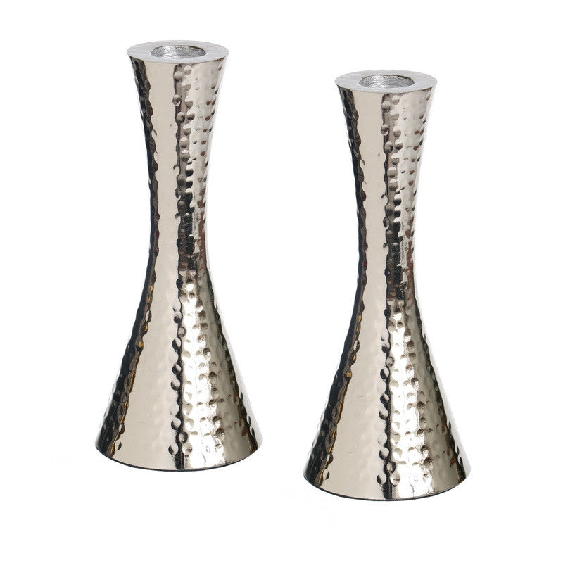 Silver/Metal Hammered Candlestick Pair 7" (CS-X5384)