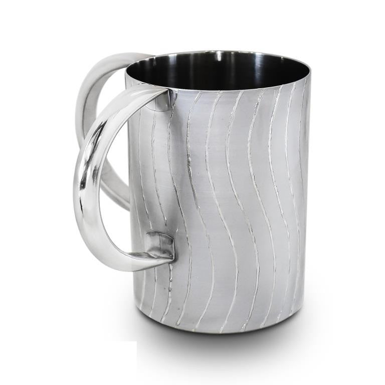 Stainless Steel Washcup-Silver Wave Design (WC-X5600)